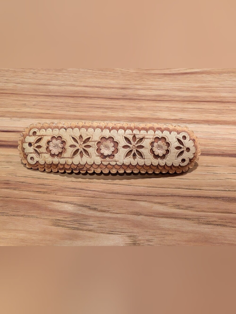 Carved Wood Barrette